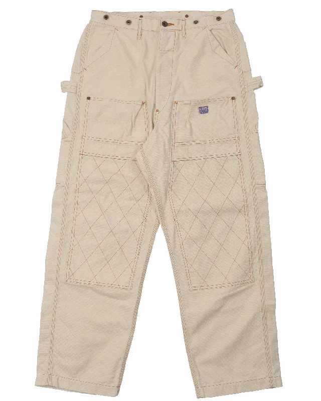 Light Canvas Lumber Pants Relaxed High-Waist Trousers
