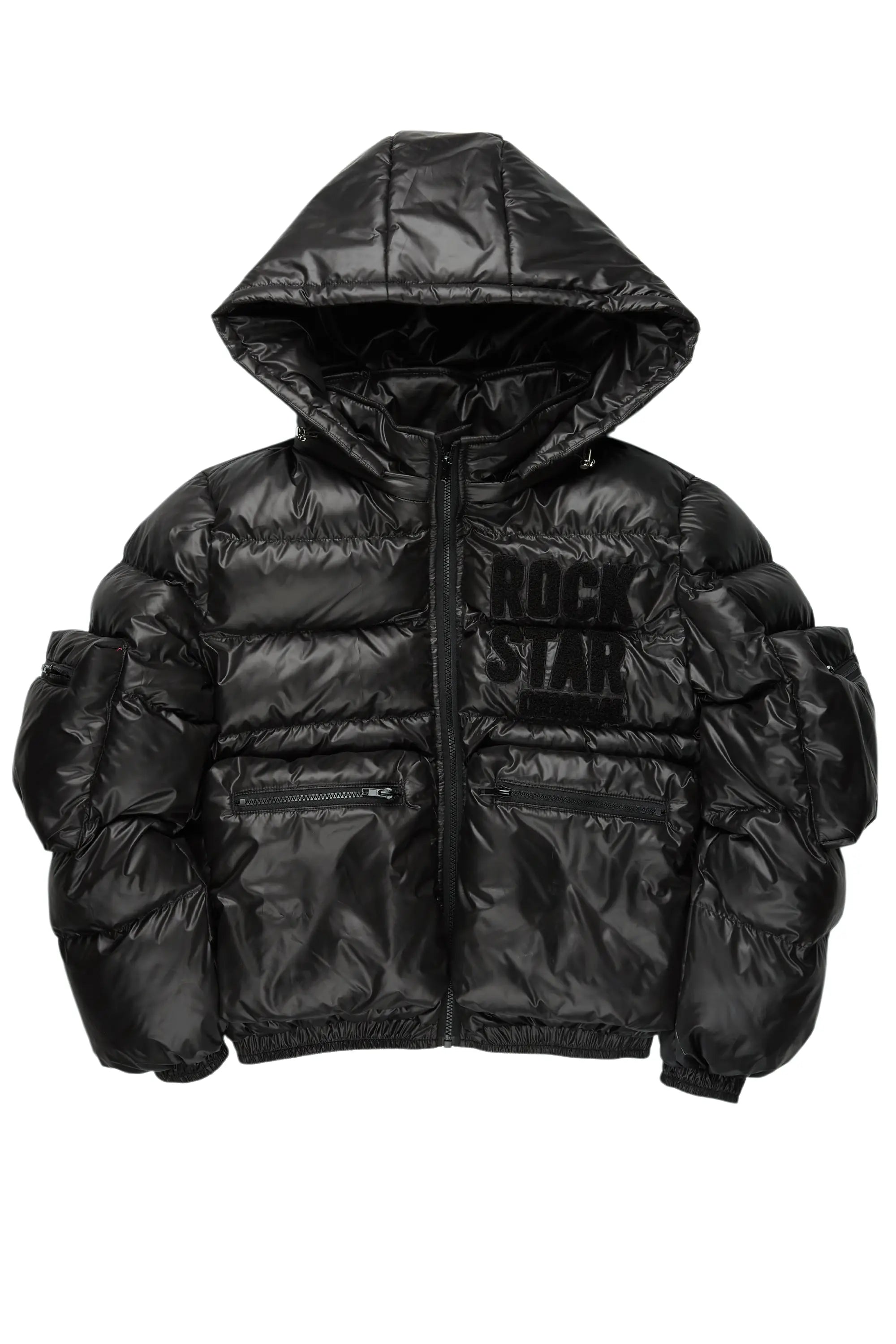 Keisha Black Cargo Puffer Jacket Lace Jacket Ribbed Jacket Sequined Jacket