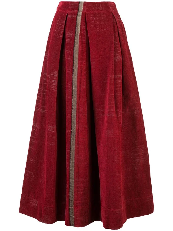 stripe detail midi skirt corduroy skirt textured