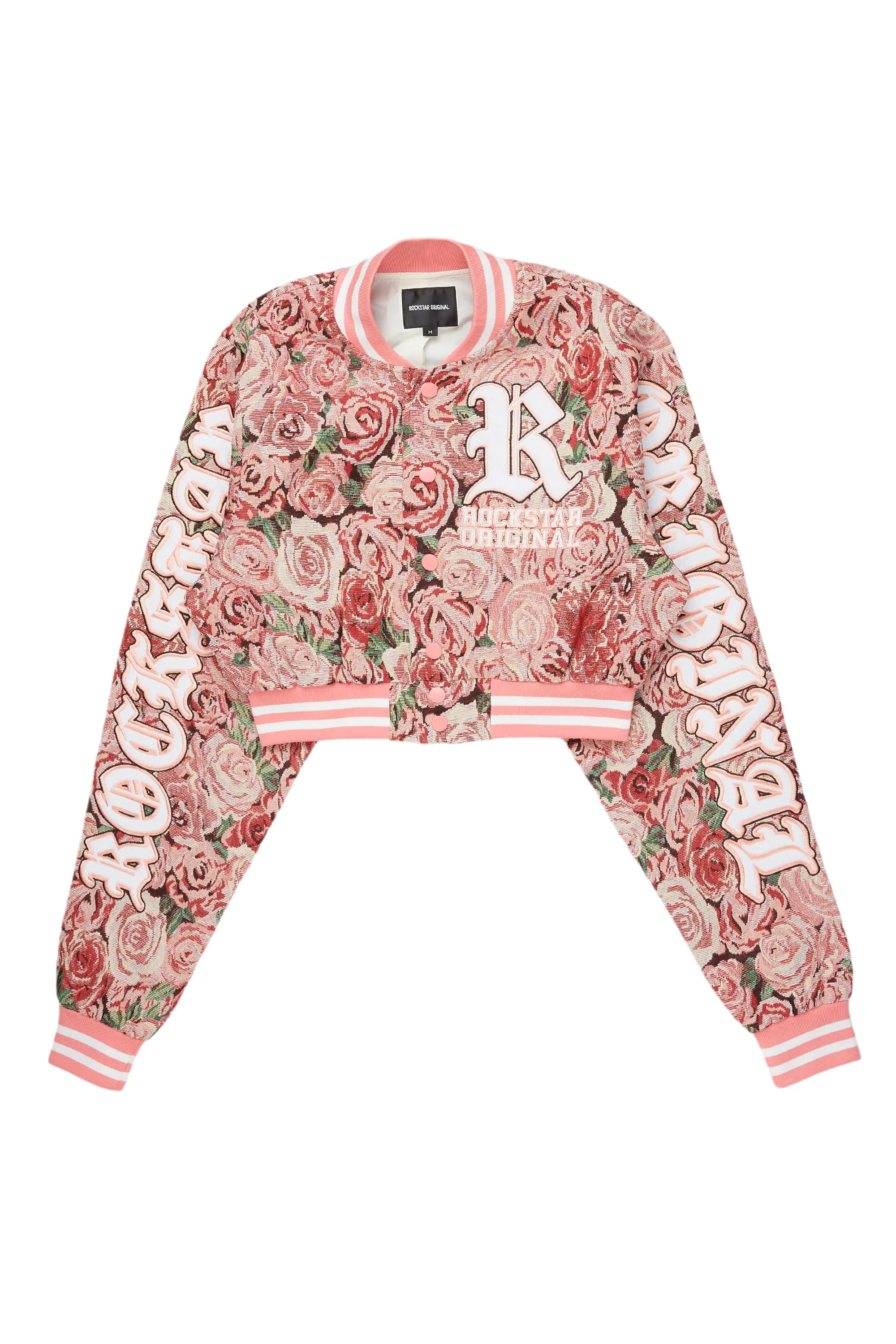 Darresha Pink Crop Tapestry Varsity Jacket Quilted Jacket Puffer Jacket Insulated Jacket Darresha Pink Crop Tapestry Varsity Jacket Quilted Jacket Puffer Jacket Insulated Jacket