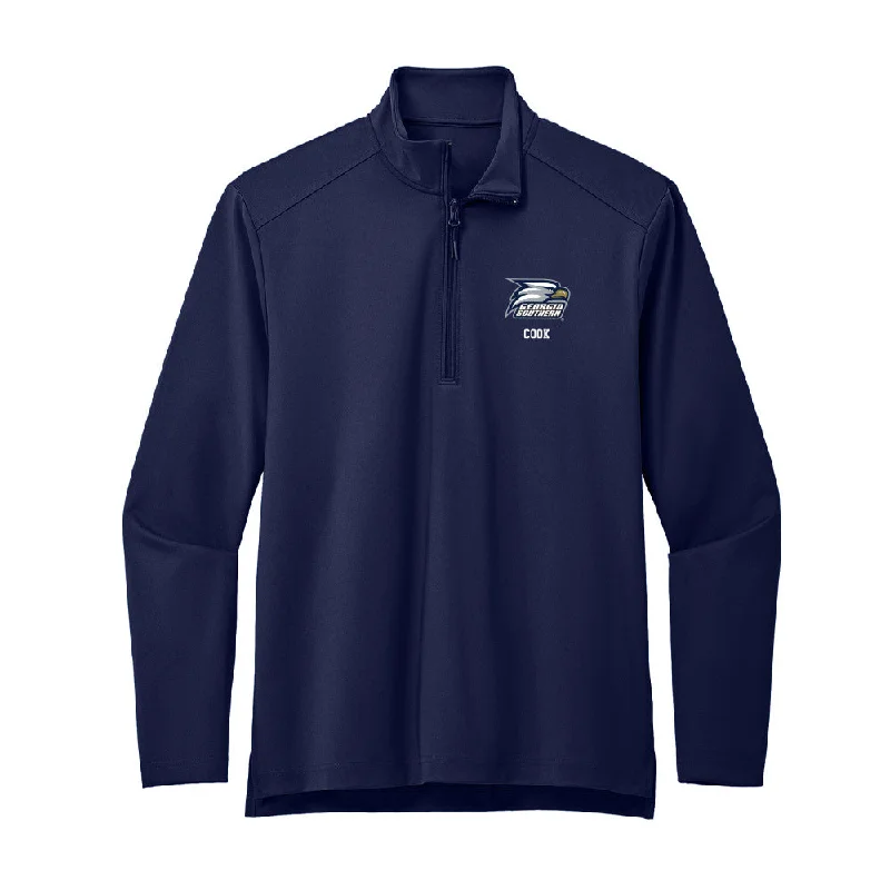 Georgia Southern - NCAA Women's Soccer : Kaitlin Cook - Premium Quarter Zip Jacket Cotton Fabric Linen Fabric Terry Fabric Georgia Southern - NCAA Women's Soccer : Kaitlin Cook - Premium Quarter Zip Jacket Cotton Fabric Linen Fabric Terry Fabric