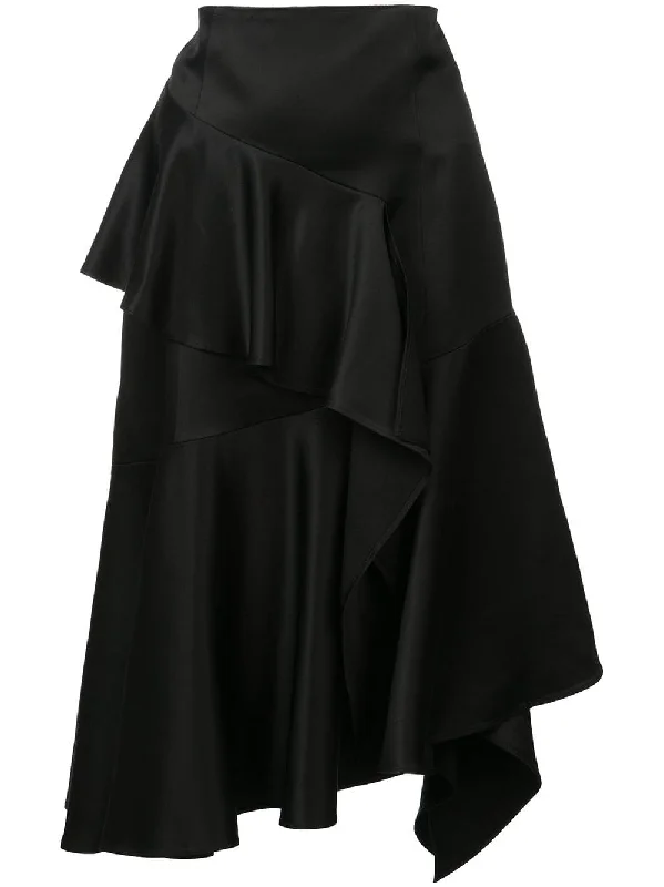 satin ruffle skirt ribbed skirt waist