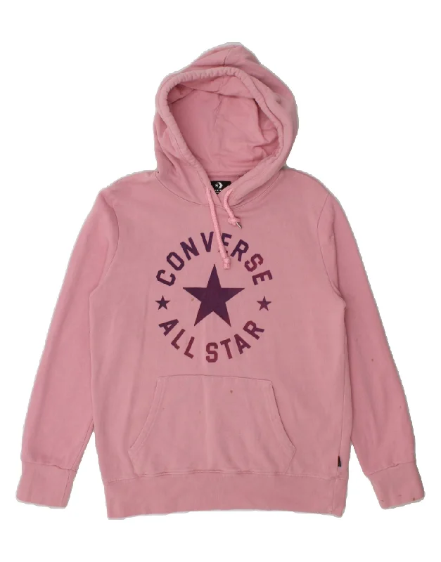 CONVERSE Womens Graphic Hoodie Jumper UK 10 Small Pink Cotton Hoodie with Slim Fit Tailored Modern CONVERSE Womens Graphic Hoodie Jumper UK 10 Small Pink Cotton Hoodie with Slim Fit Tailored Modern
