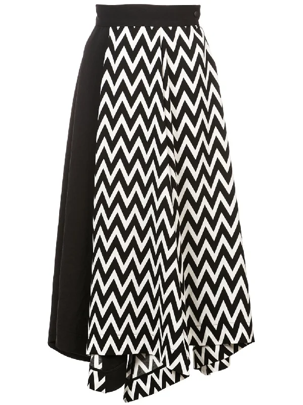 Asymmetric Herringbone skirt leather skirt refined