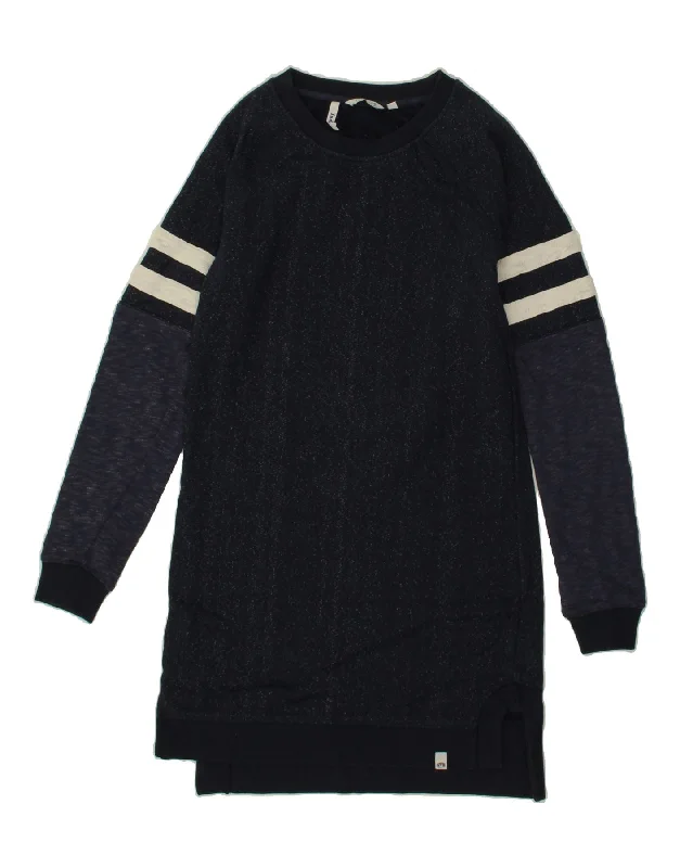 ANIMAL Womens Sweatshirt Jumper Dress UK 6 XS Navy Blue Colourblock Cotton Hoodie with Rhinestones Sparkly Elegant ANIMAL Womens Sweatshirt Jumper Dress UK 6 XS Navy Blue Colourblock Cotton Hoodie with Rhinestones Sparkly Elegant