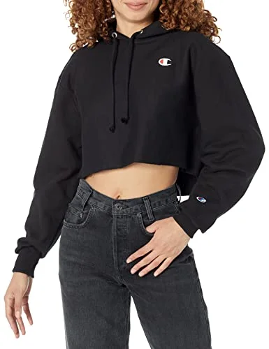 Champion Womens Reverse Weave Cropped Cut-off Hoodie Hoodie Dress Longline Feminine