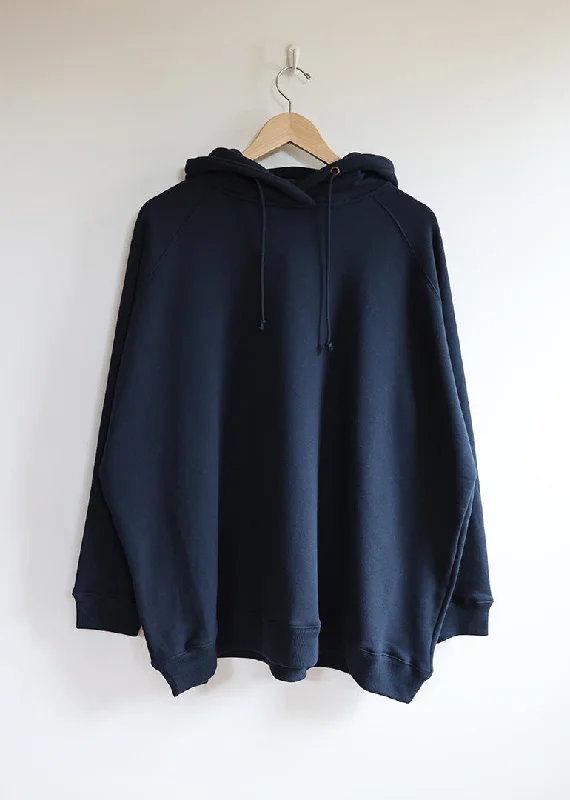 Ichi Antiquites - French Terry Hoodie in Navy Hoodie with Thumb Holes Functional Cozy Ichi Antiquites - French Terry Hoodie in Navy Hoodie with Thumb Holes Functional Cozy