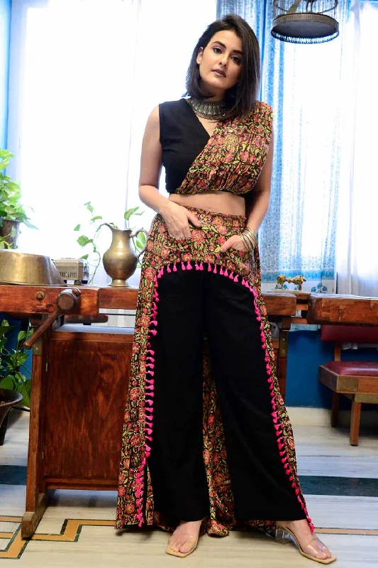 Block Printed Skirt Pants With Saree Top Comfortable Maternity Pants