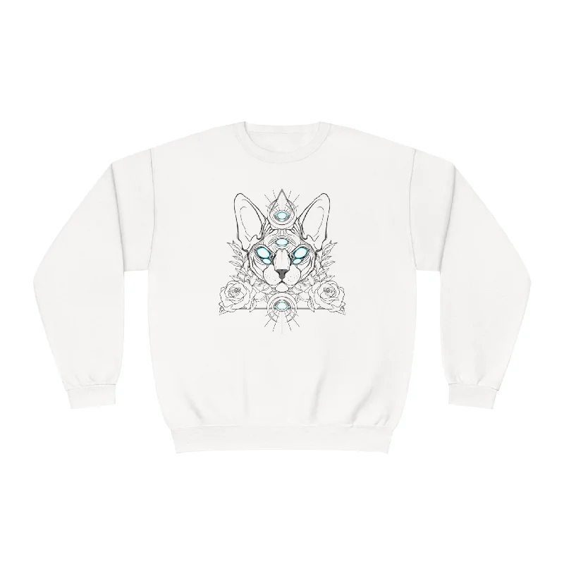 Cat Mystic - Unisex NuBlend® Crewneck Sweatshirt Hoodie with Earth Tones Natural Calm Cat Mystic - Unisex NuBlend® Crewneck Sweatshirt Hoodie with Earth Tones Natural Calm