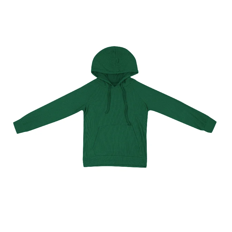Women's Ribbed Hoodie in Forest Hoodie with Lining Warm Insulated