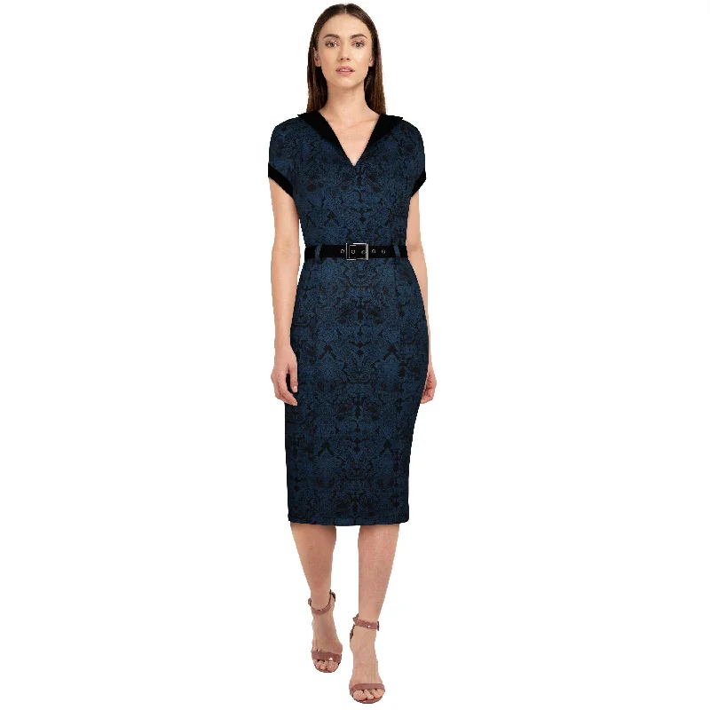 Haunted Mansion Wiggle Dress in Blue Tunics Luxurious high-end