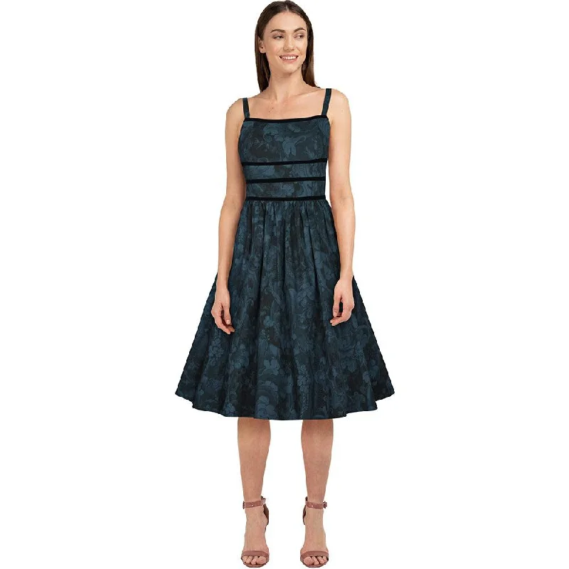 Dark Night Swing Dress in Blue Floral Tunics Winter warm