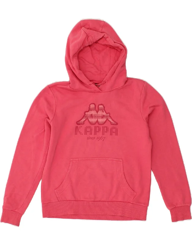 KAPPA Womens Oversized Graphic Hoodie Jumper UK 10 Small Pink Cotton Hoodie with Hem Patch Decorative Personalized KAPPA Womens Oversized Graphic Hoodie Jumper UK 10 Small Pink Cotton Hoodie with Hem Patch Decorative Personalized
