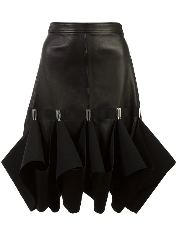 Hook ruffle detail skirt leather skirt bold