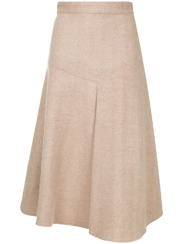 flared midi skirt linen skirt airy
