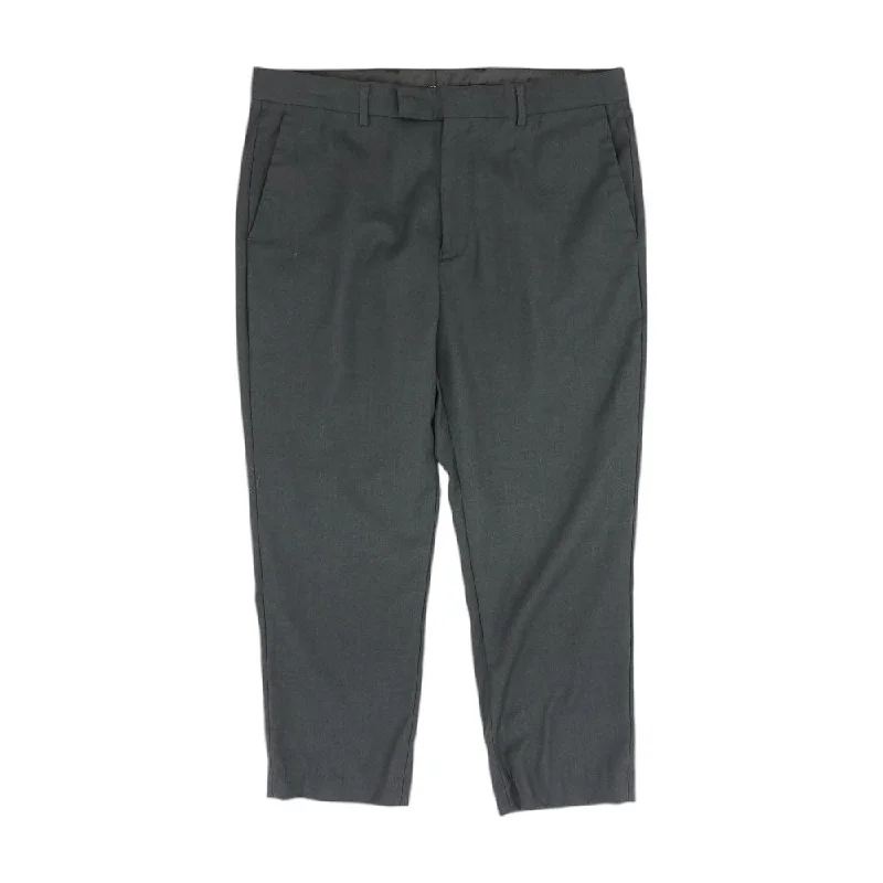 Charcoal Solid Dress Pants Slim-Fit Khaki Pants
