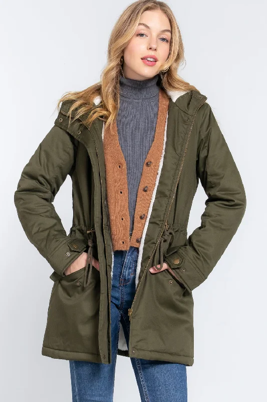 Fleece Lined Hooded Utility Jacket Denim Jacket Leather Jacket Suede Jacket