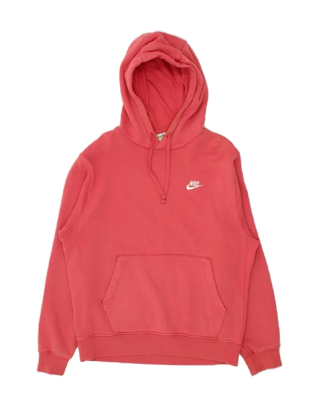 NIKE Womens Oversized Hoodie Jumper UK 10 Small Pink Cotton Hoodie with High Neck Warm Protective NIKE Womens Oversized Hoodie Jumper UK 10 Small Pink Cotton Hoodie with High Neck Warm Protective