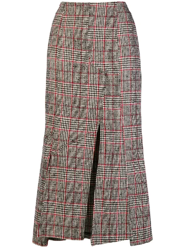 checked print fitted skirt relaxed fit skirt