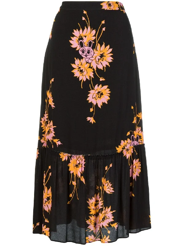 floral printed skirt flowy skirt hem