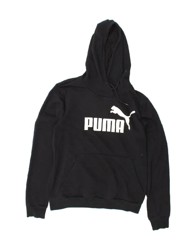 PUMA Womens Graphic Hoodie Jumper UK 16 Large Black Cotton Hoodie with Batwing Sleeves Loose Dramatic PUMA Womens Graphic Hoodie Jumper UK 16 Large Black Cotton Hoodie with Batwing Sleeves Loose Dramatic