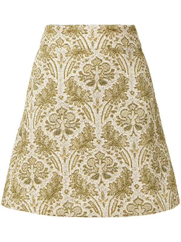 jacquard A-line mini skirt silk skirt elegant