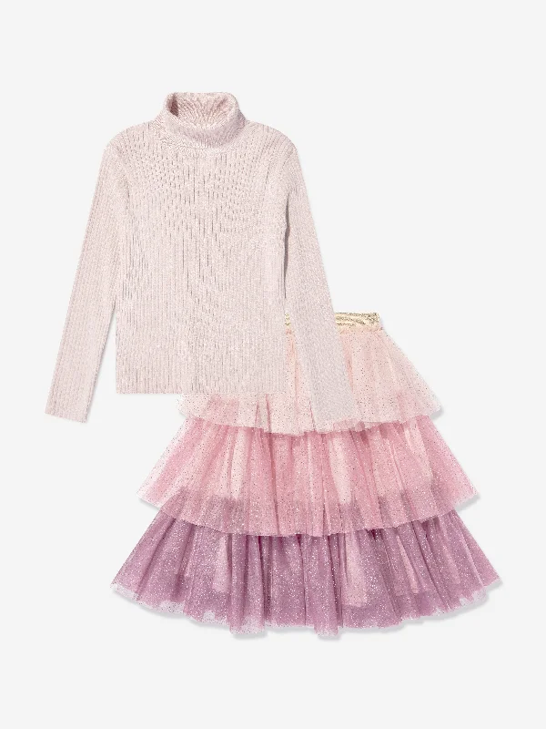Patachou Girls Tulle Skirt Set in Multicolour wool skirt warm