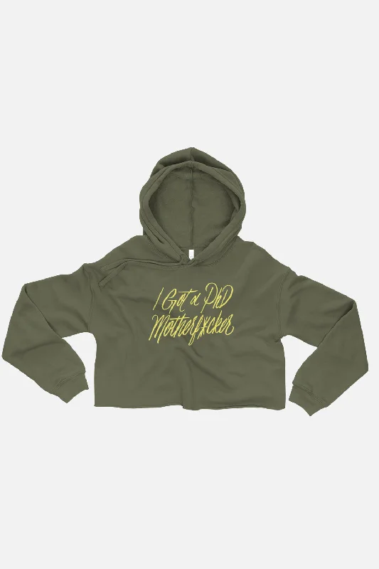 I Got a PhD Fitted Crop Hoodie Hoodie with Sequins Glamorous Eye-catching