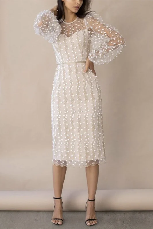 Embroidery Print Floral Mesh Women¡¯s Elegant Party Dress Tunics Designer luxury