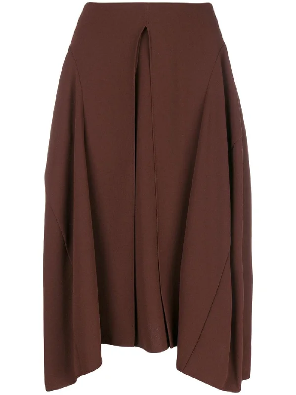 pleated front midi skirt linen skirt light