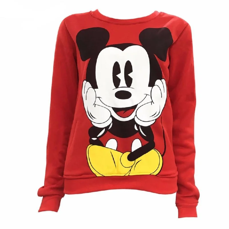 Mickey Printed Women's Sweatshirt Hoodie with Patch Decorative Personalized