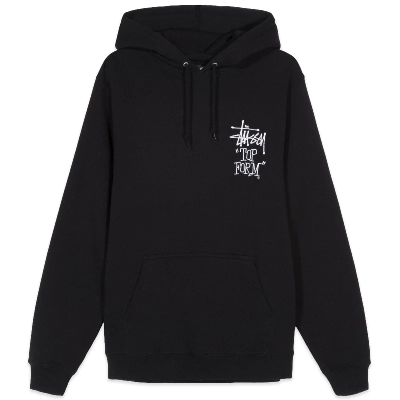 Stussy Top Form Hoodie Black Hoodie with Camouflage Military Edgy