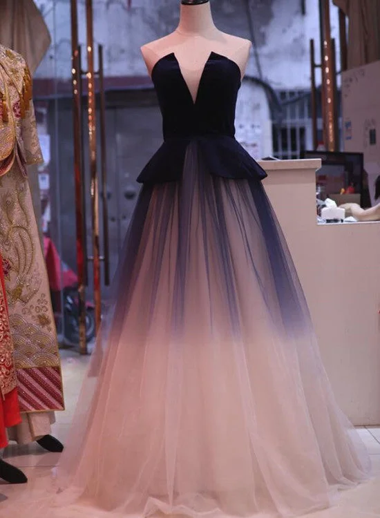 Gorgeous Gradient Tulle with Velvet Lace-up Ball Gown Party Dresses, Pretty Formal Dresses, Prom Dress Off-the-shoulder Chic Trendy Gorgeous Gradient Tulle with Velvet Lace-up Ball Gown Party Dresses, Pretty Formal Dresses, Prom Dress Off-the-shoulder Chic Trendy