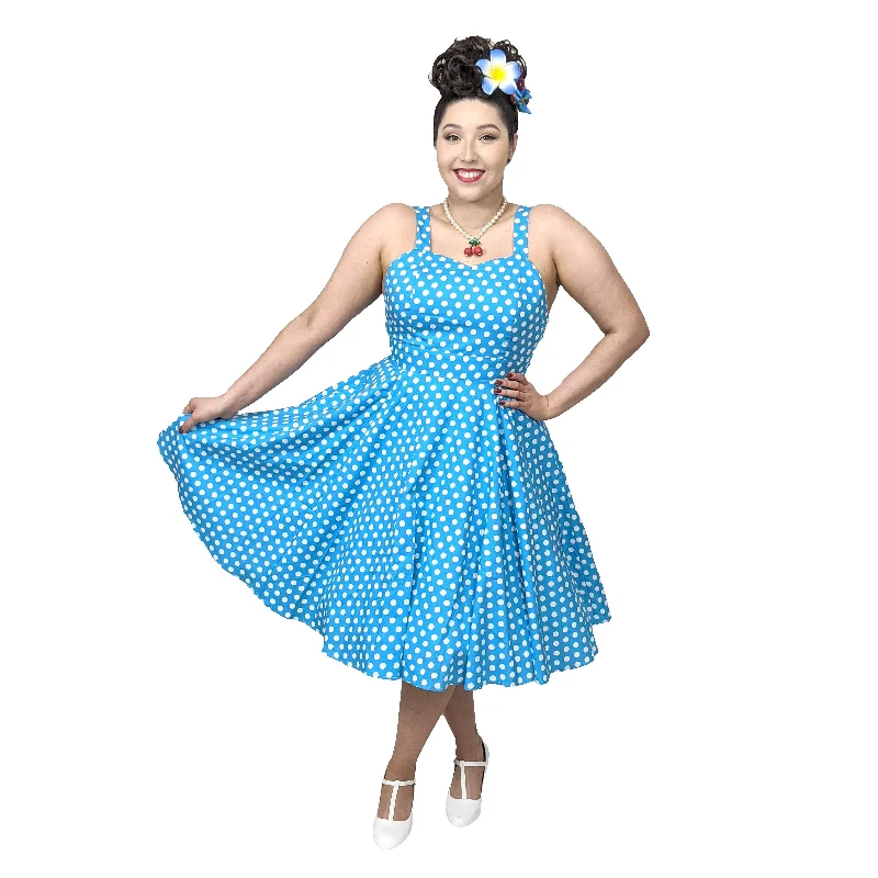 GGR Summer Polkadot Dress in Blue Tunics Trousers formal