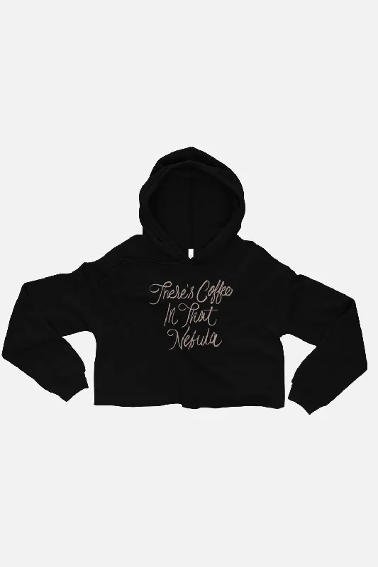 There's Coffee in that Nebula Fitted Crop Hoodie Hoodie with Applique Textured Unique
