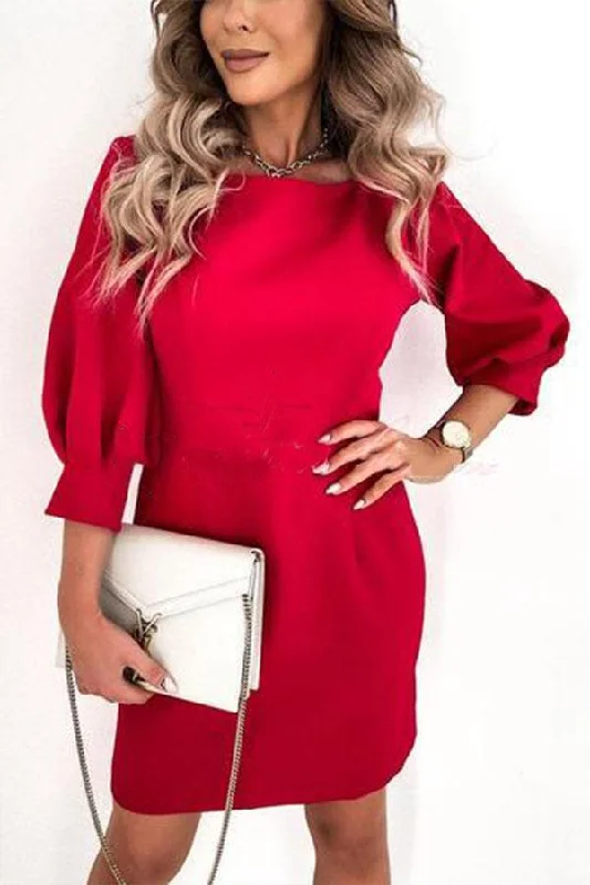 Cute Collab Bowknot Decor V-Back Cocktail Party Dress Tunics Vintage classic