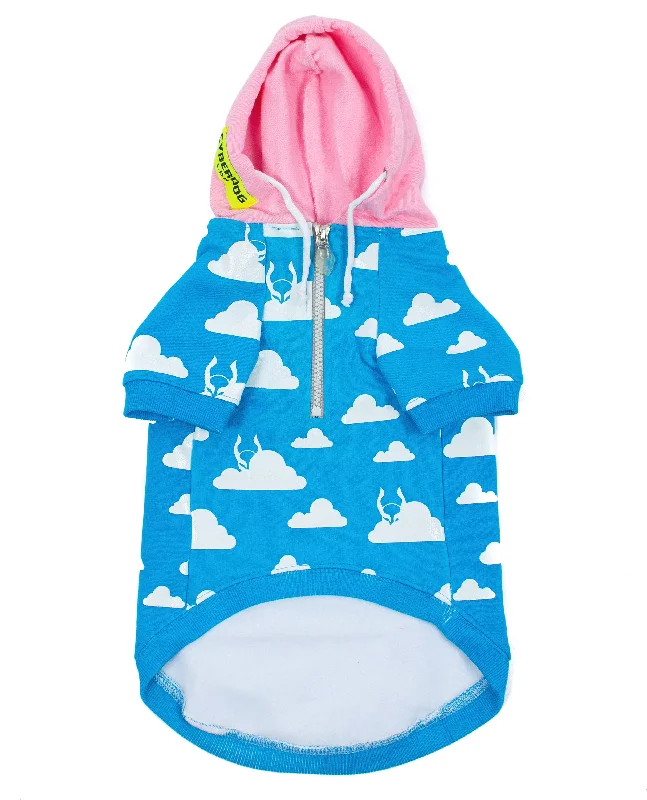 DOG HOODIE CLOUD PLAI BLUE / PINK Hoodie with Applique Textured Unique