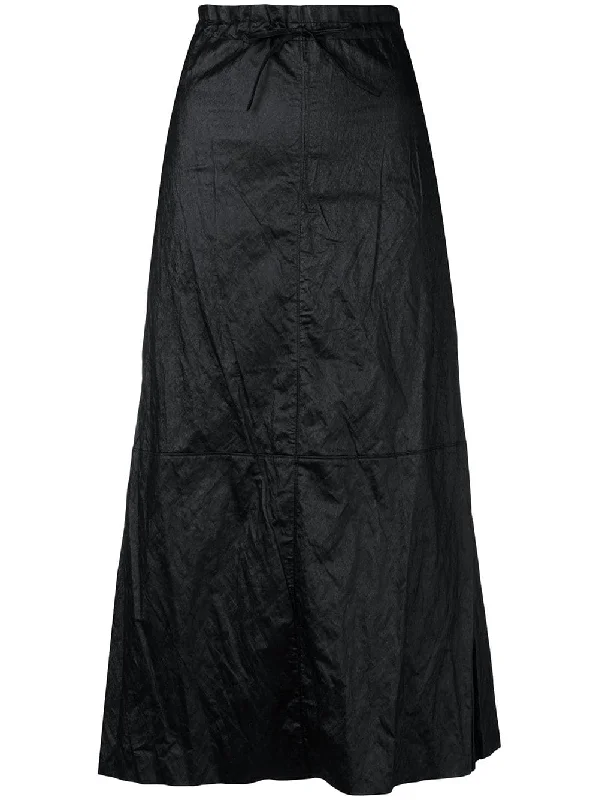 crinkle effect full skirt leather skirt sleek
