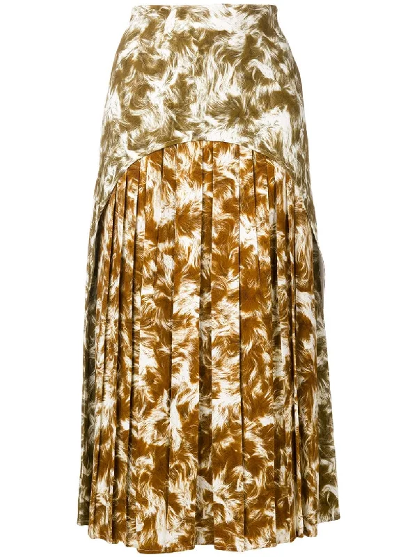 pleated overlayered skirt silk skirt sleek