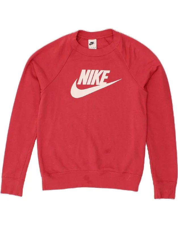 NIKE Womens Graphic Sweatshirt Jumper UK 6 XS Red Cotton Cotton Hoodie Fleece Lining Warmth NIKE Womens Graphic Sweatshirt Jumper UK 6 XS Red Cotton Cotton Hoodie Fleece Lining Warmth