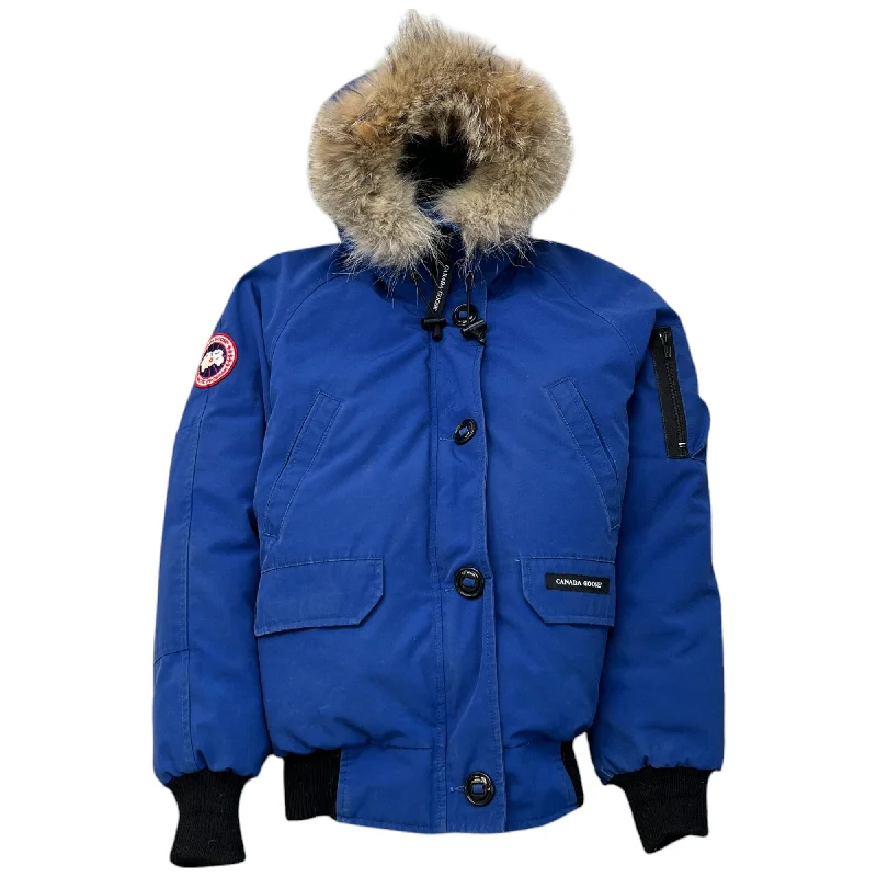 Women's Chilliwack Bomber Down Jacket Blue Size M Knit Fabric Woven Fabric Fleece Fabric