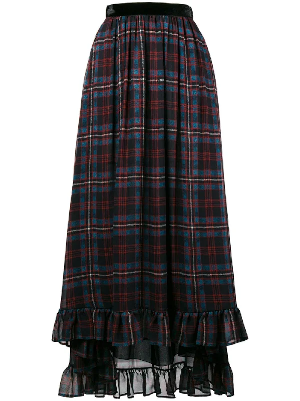 check print asymmetric skirt corduroy skirt textured