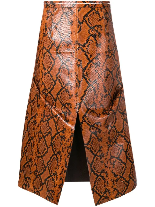 snake print A-line midi skirt cashmere skirt rich