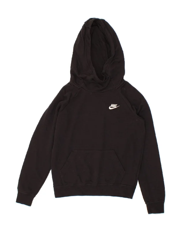 NIKE Womens Oversized Hoodie Jumper UK 6 XS Black Cotton Hoodie with Ribbed Hem Stretchable Secure NIKE Womens Oversized Hoodie Jumper UK 6 XS Black Cotton Hoodie with Ribbed Hem Stretchable Secure