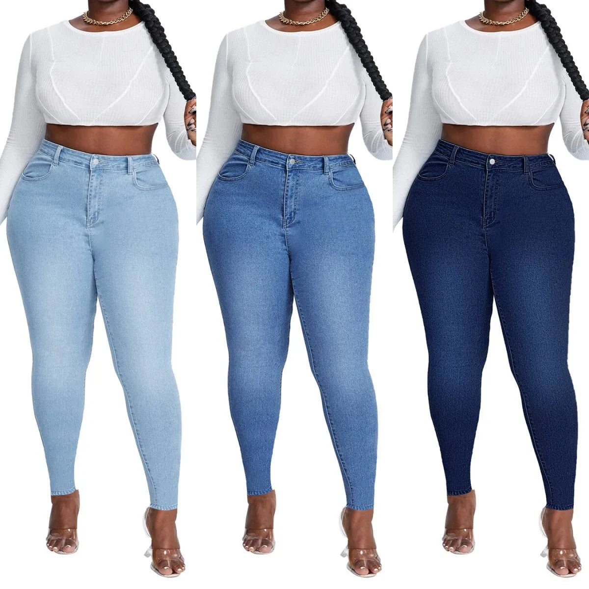Season Prestige New Women's High Waist Plus Size Jeans Fashion Stretch Skinny Denim Pencil Pants Soft Stretch Trousers