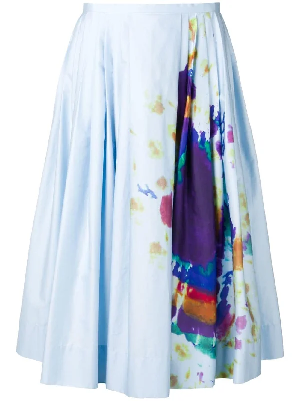 Rainbow Print Cotton Sateen Skirt low waist skirt