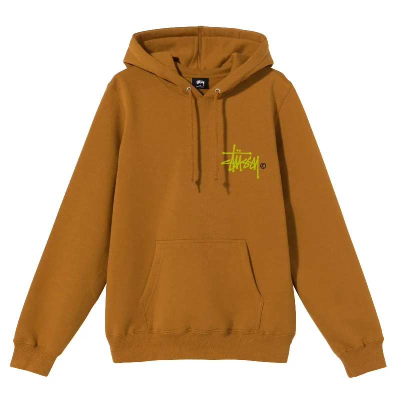 Stussy Basic Logo Hoodie Caramel Zip Hoodie Drawstring Kangaroo Pocket