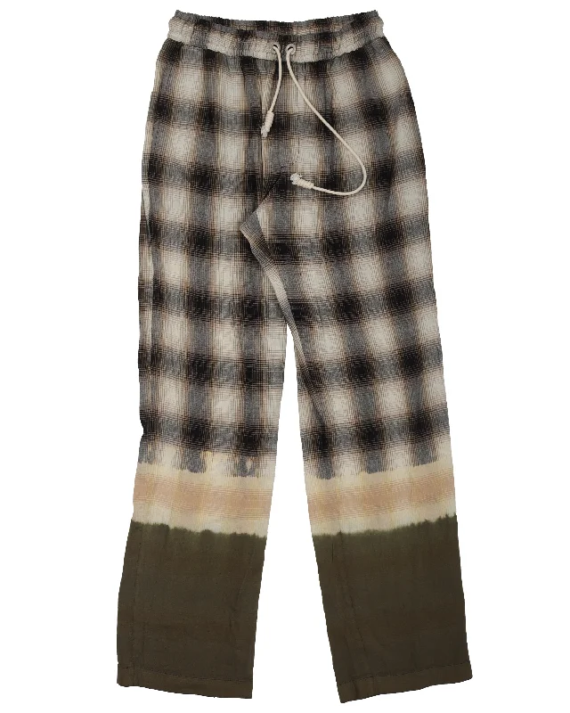 Bleached Plaid Track Pants High-Waist Yoga Pants