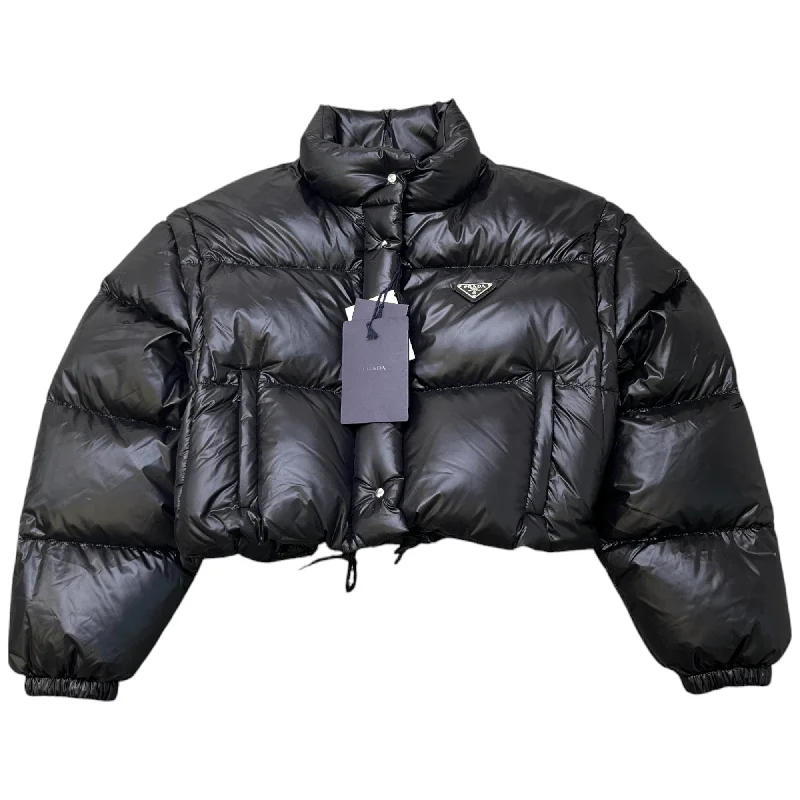 Women's Cropped Convertible Down Jacket Black Size IT 40 / UK 8 Fleece Jacket Down Jacket Parka Women's Cropped Convertible Down Jacket Black Size IT 40 / UK 8 Fleece Jacket Down Jacket Parka