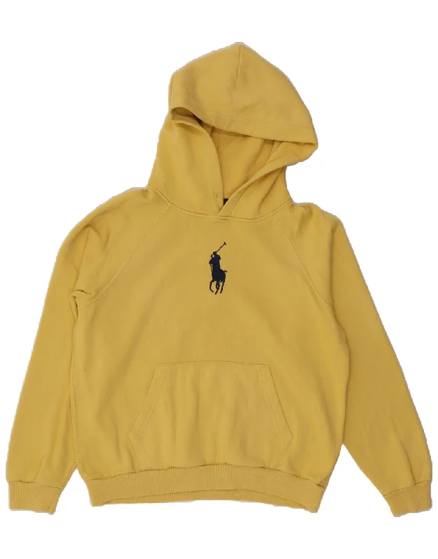POLO RALPH LAUREN Womens Graphic Hoodie Jumper UK 16 Large Yellow Cotton Hoodie Dress Longline Feminine POLO RALPH LAUREN Womens Graphic Hoodie Jumper UK 16 Large Yellow Cotton Hoodie Dress Longline Feminine